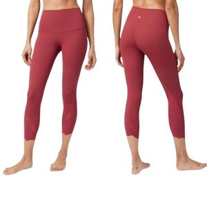 Lululemon NEW Wunder Under Crop High Rise Roll Down Scallop Mesh Pant Leggings 4